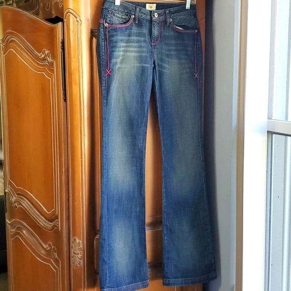 Antik Denim Boot Cut Jeans - Dark Gray with Pink Accents - Picture 2 of 10